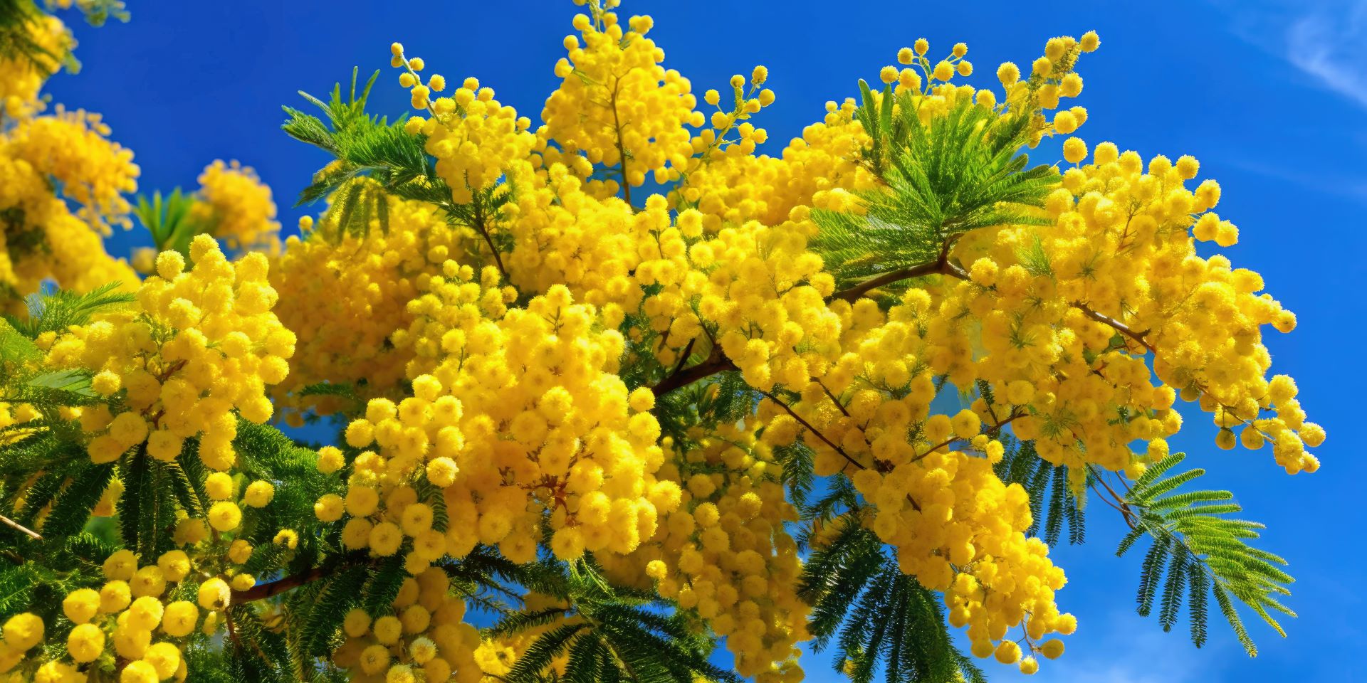 blühende Acacia dealbata zur Gewinnung von bestem Mimose Absolue 100%